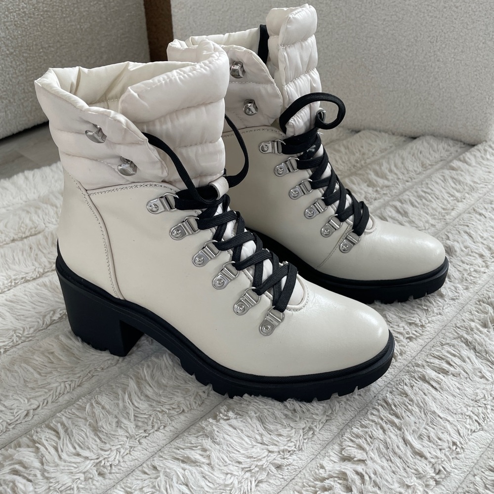 Nine West Black and White Lace-Up Boots